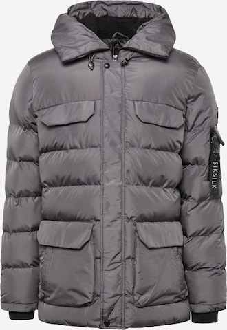 SikSilk Winter Jacket in Grey: front