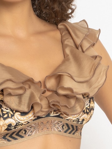JIORO Triangel Bikinitop 'GOLDEN STRIPES' in Gemengde kleuren