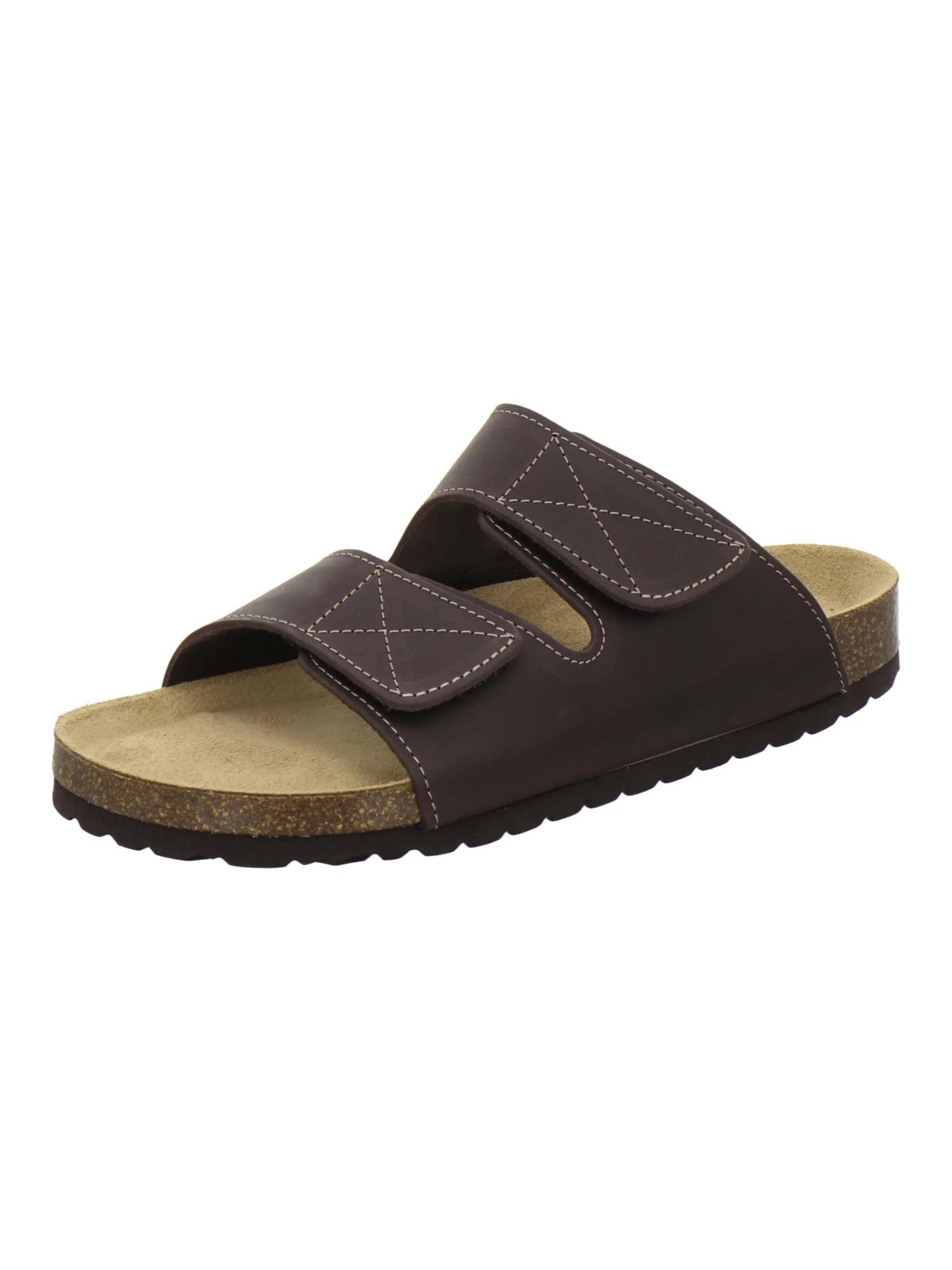 Mule 'Pantoletten Herren mocca Leder mit Klettverschluss' AFS-Schuhe en marron : devant