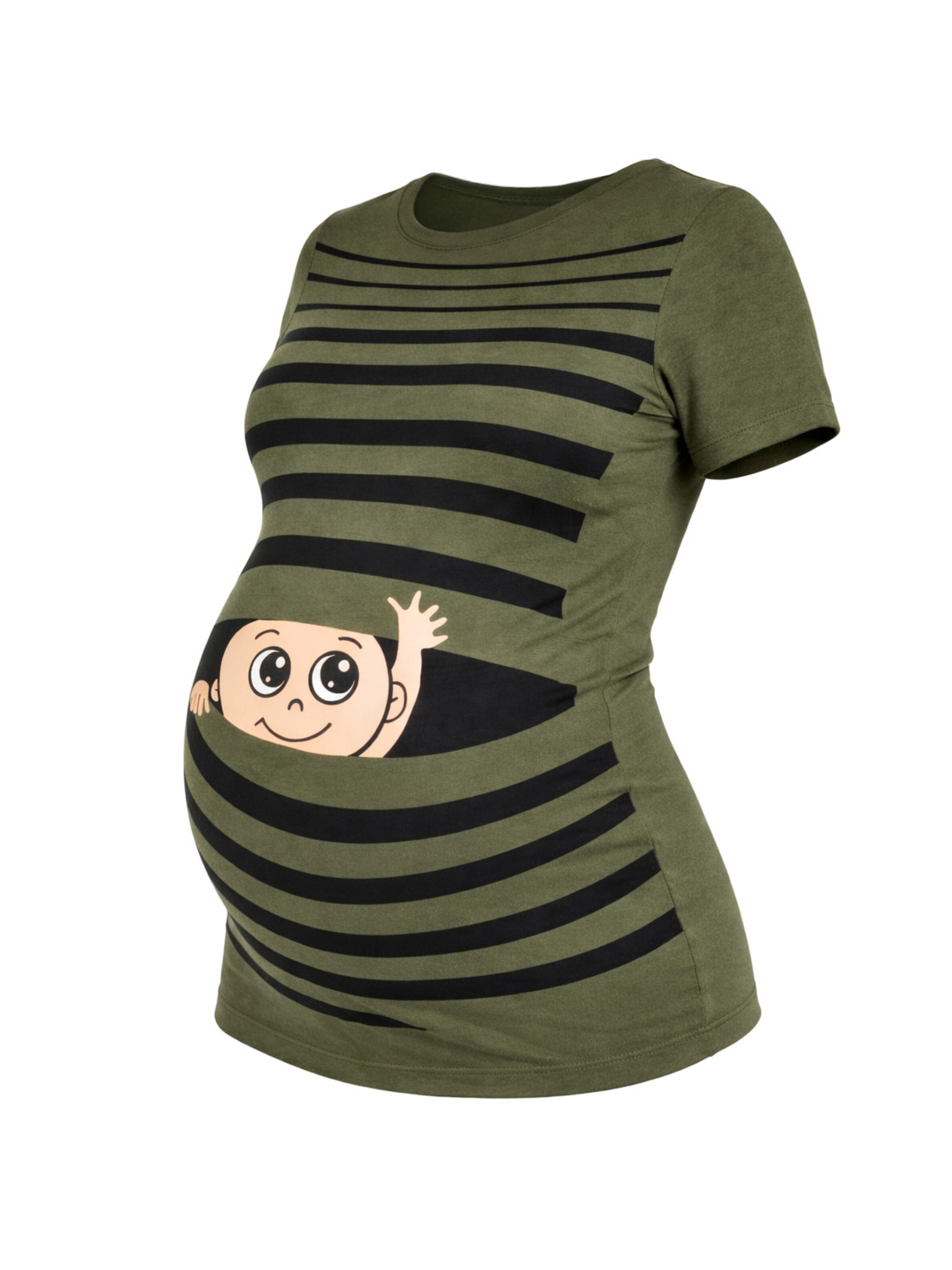 M.M.C. Shirt 'Winke Winke Umstandsshirt' in Green: front