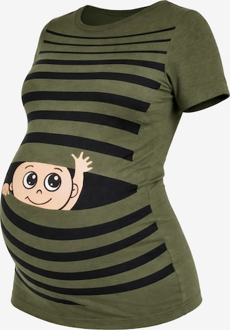 M.M.C. Shirt 'Winke Winke Umstandsshirt' in Green: front