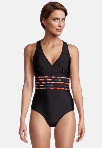 BECO the world of aquasports Bralette Swimsuit 'Feathers' in Black: front