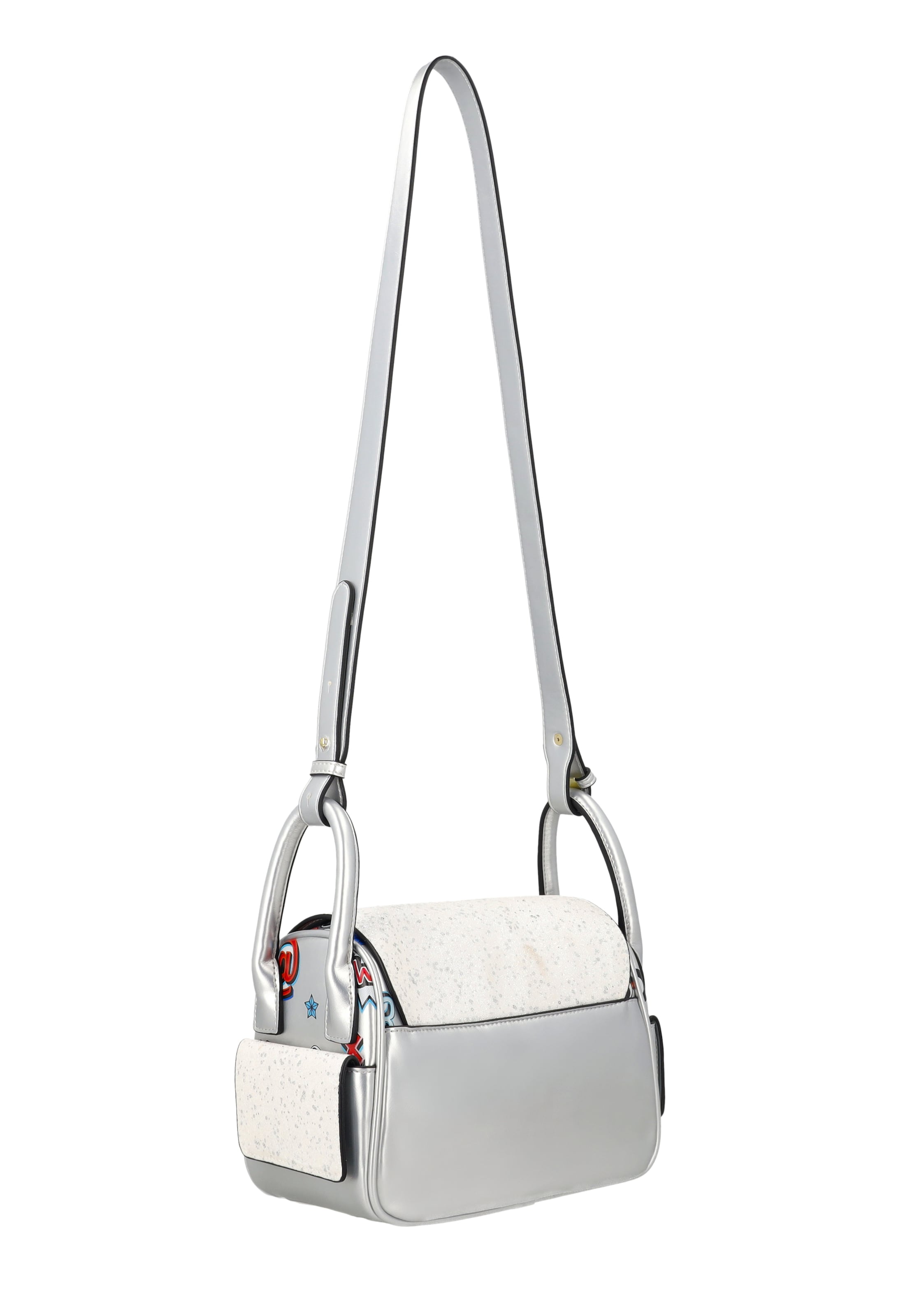 MYMO Schultertasche 'Pop Eyetheme' in Silber