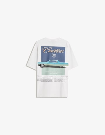T-Shirt 'CADILLAC' Bershka en blanc