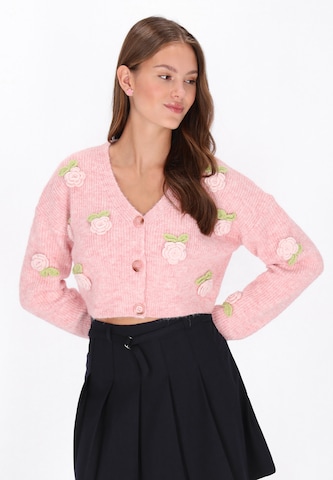 MYMO Knit cardigan in Pink: front