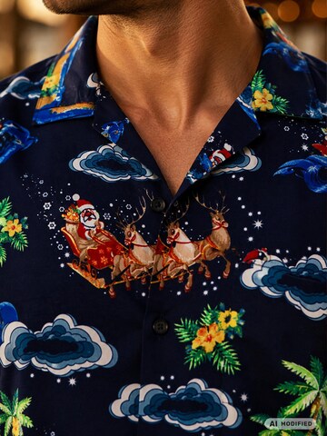 King Kameha Regular fit Overhemd 'Christmas Island' in Blauw