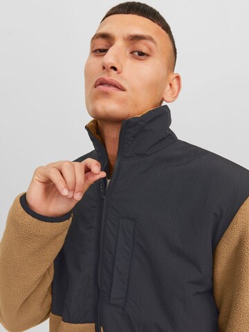 JACK & JONES Fleece Jacket 'Marvin' in Brown