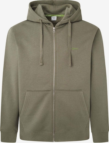 Pepe Jeans Zip-Up Hoodie in Green: front