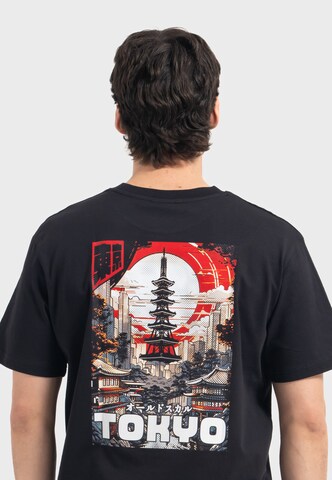 Oldskull Shirt 'Tokyo Skyline Manga' in Black