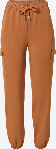 Effilé Pantalon cargo Warehouse en marron : devant