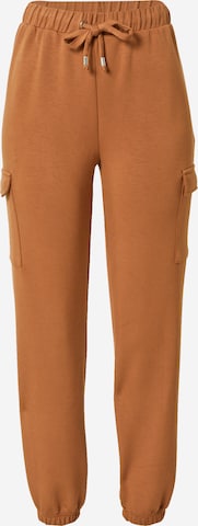 Effilé Pantalon cargo Warehouse en marron : devant