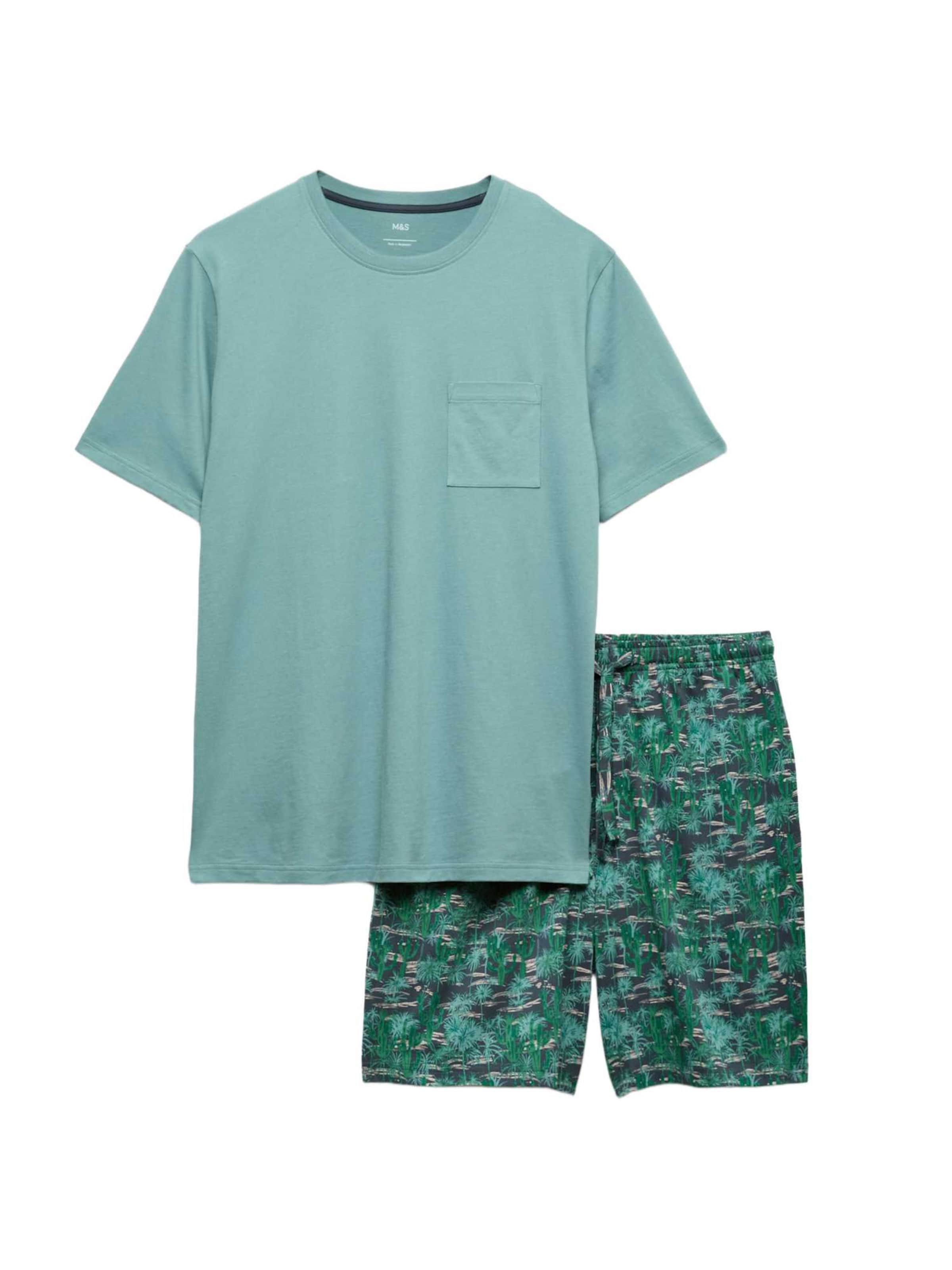 Pigiama corto di Marks & Spencer in verde: frontale