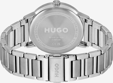 HUGO Red Analog Watch in Silver