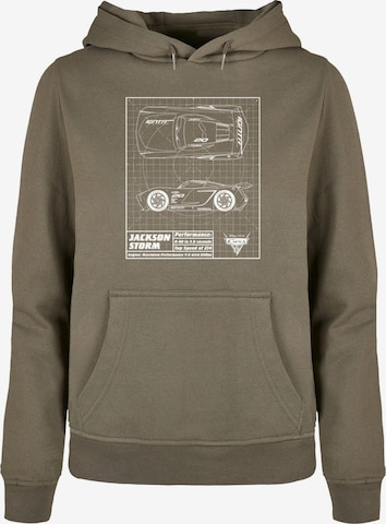 ABSOLUTE CULT Sweatshirt 'Cars -Jackson Storm Blueprint' in Grün: predná strana