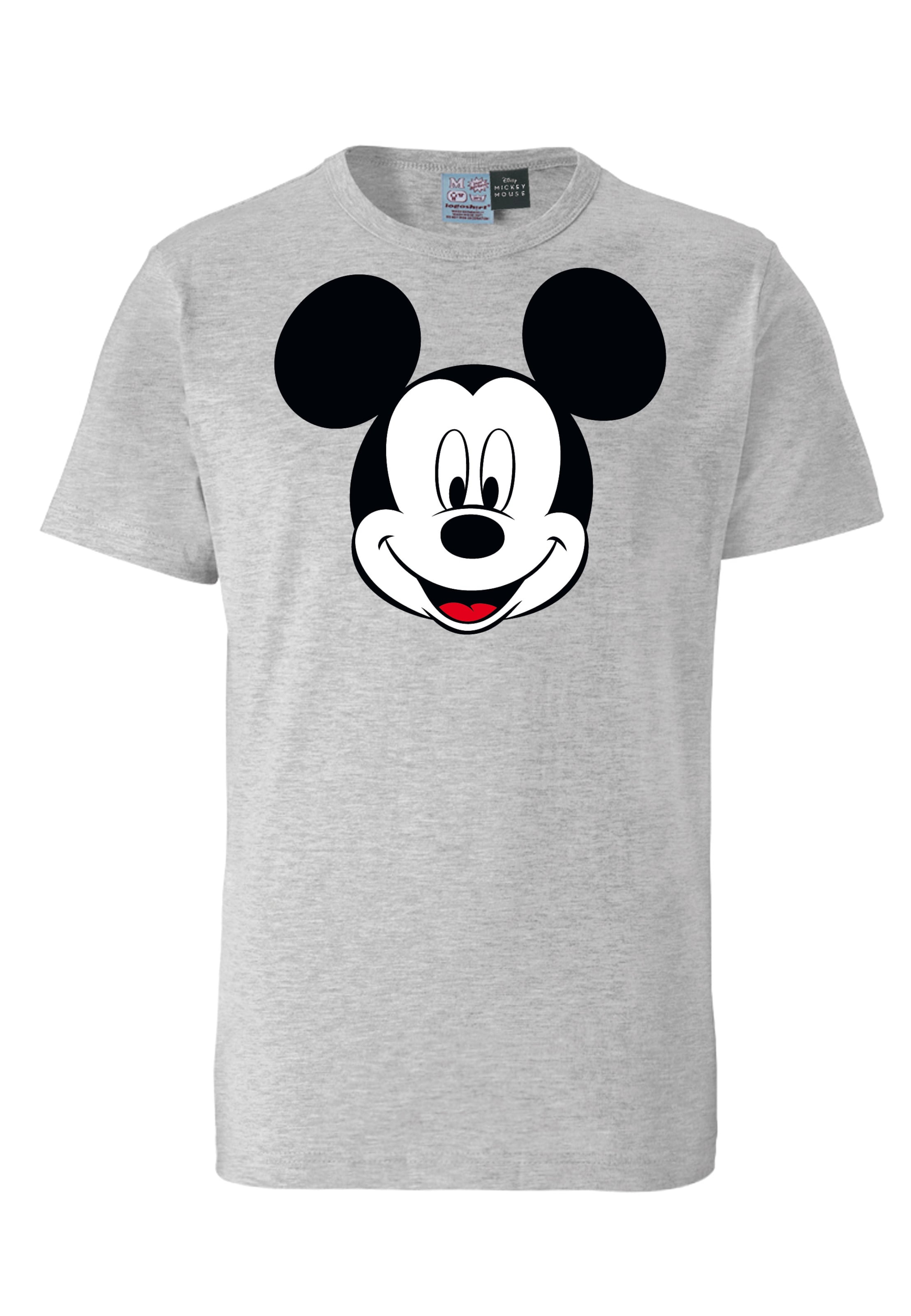 LOGOSHIRT Shirt 'Mickey Mouse' in Grau: Vorderseite