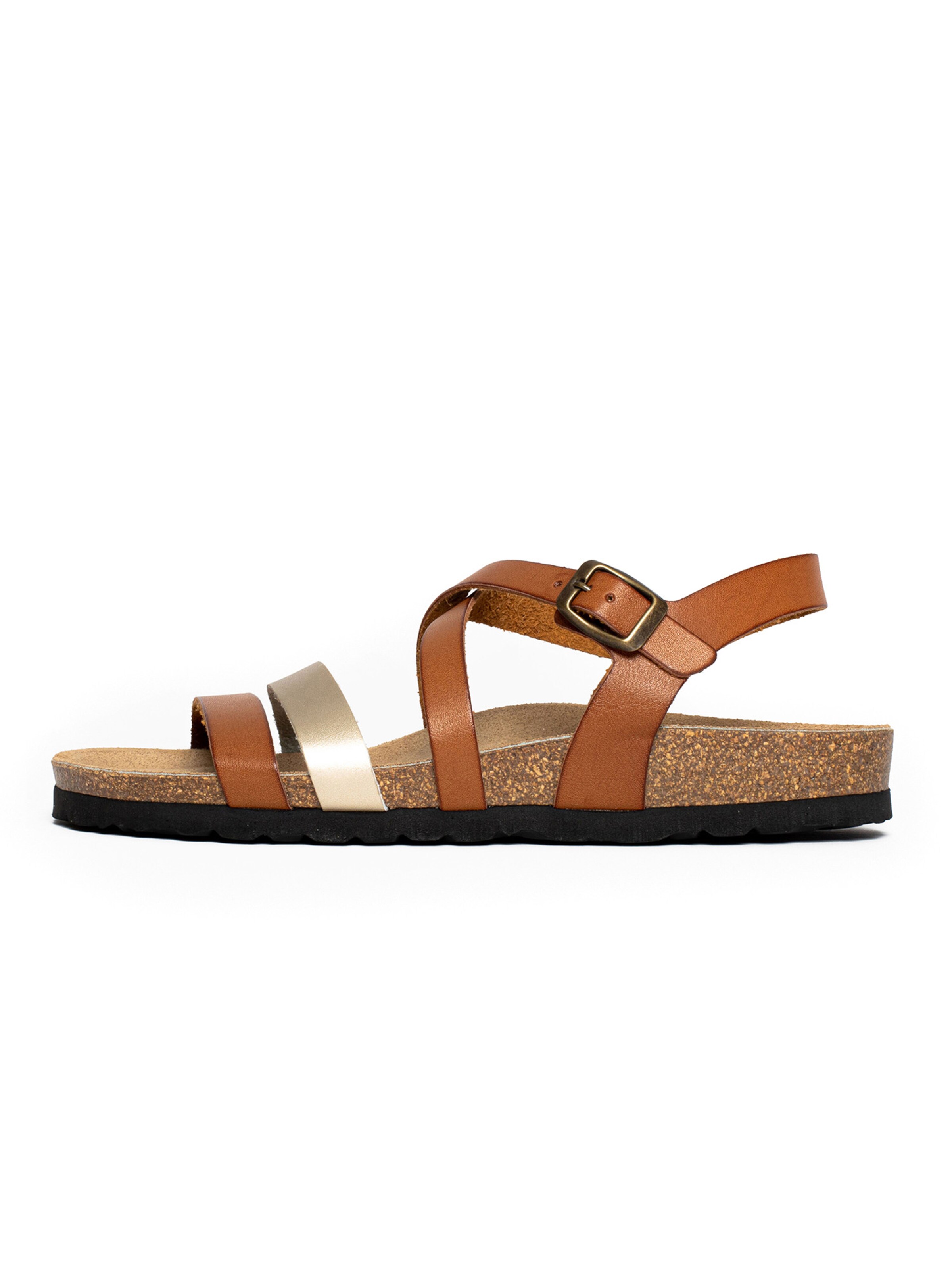 Bayton Sandalen met riem 'Gerone' in Bruin: voorkant