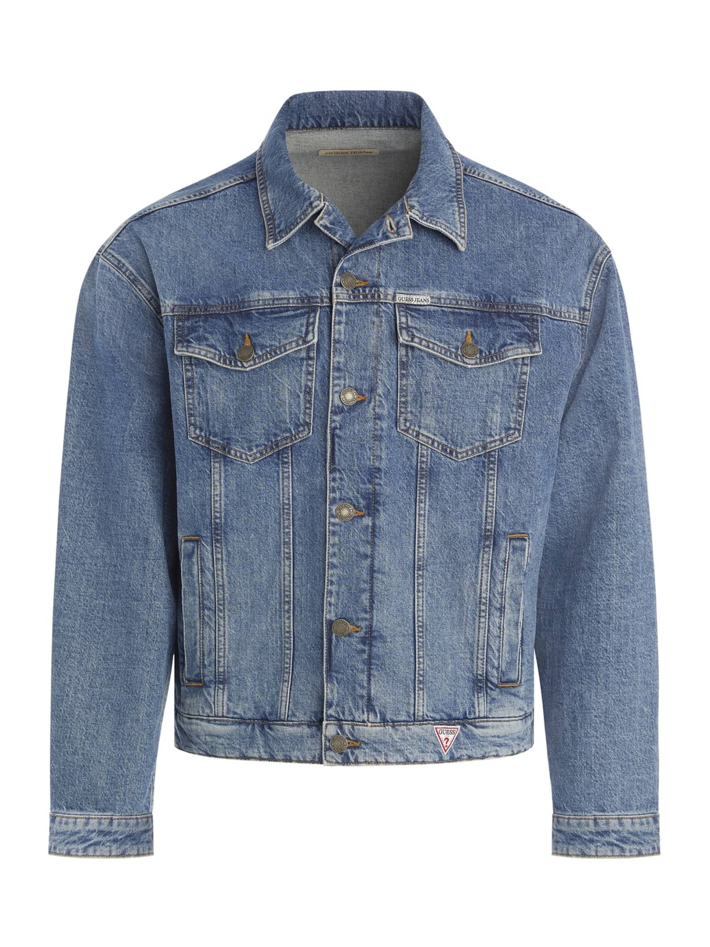 GUESS JEANS Преходно яке в синьо: отпред