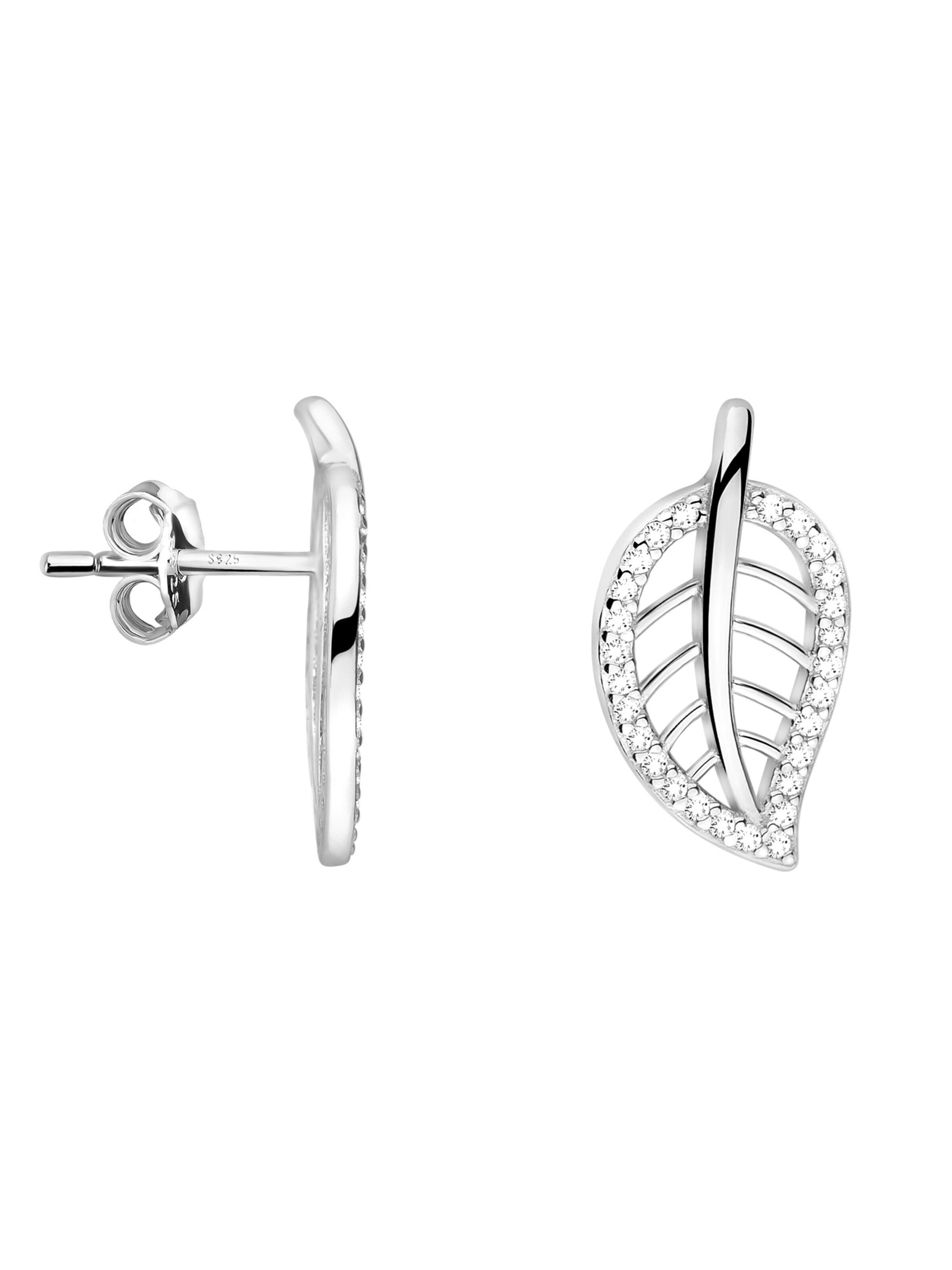 Sofia Milani Ohrringe 'Leaf'‌‌‌‌‌‌‌‌‌ in Silber: Vorderseite