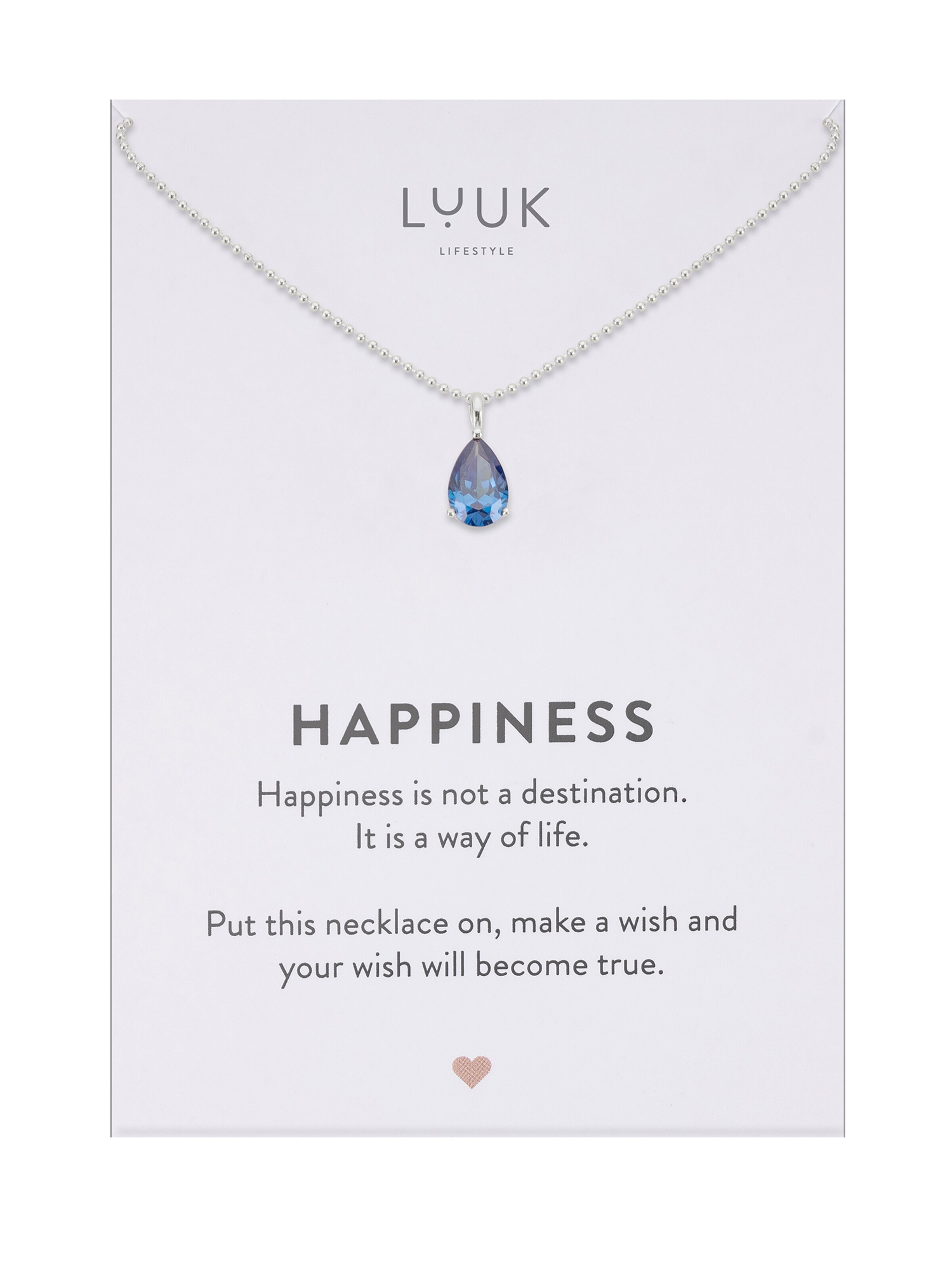 LUUK LIFESTYLE Kette 'LUUK LIFESTYLE Halskette "Kristall Dunkelblau"'‌‌‌‌‌‌‌‌ in Silber: Vorderseite