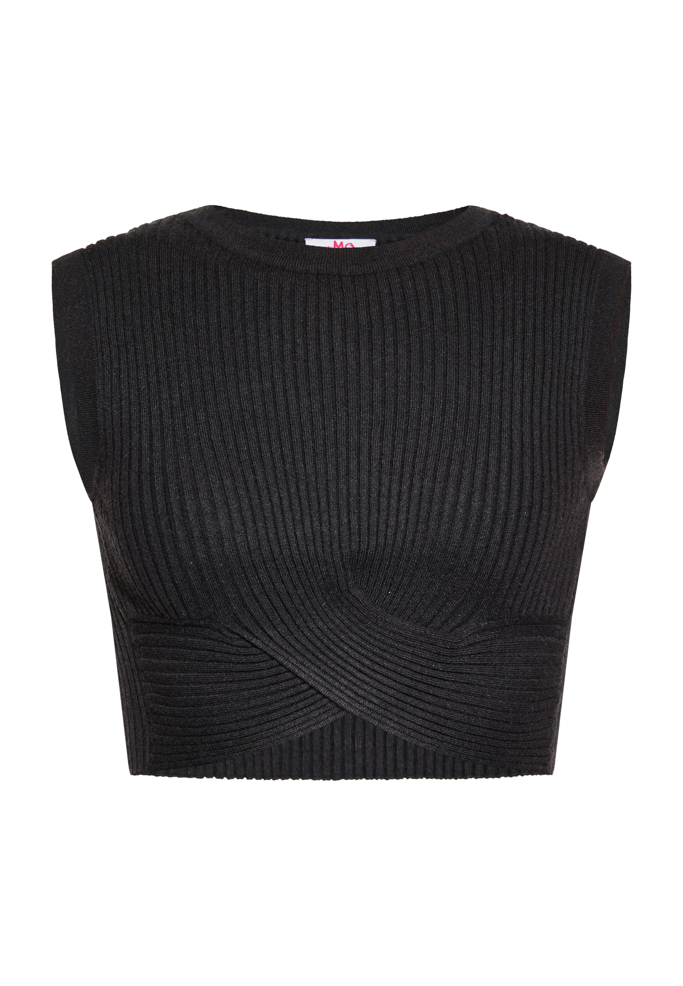 MYMO Kootud topp, värv must: eest vaates