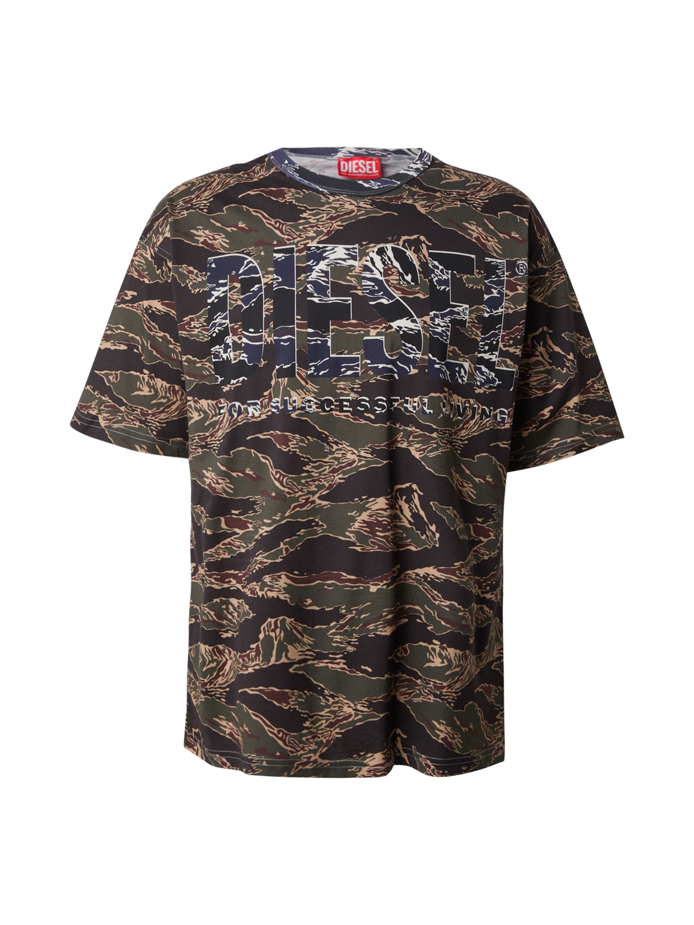 DIESEL Camiseta 'T-BOXT' en beige / añil / caqui / borgoña, Vista del producto