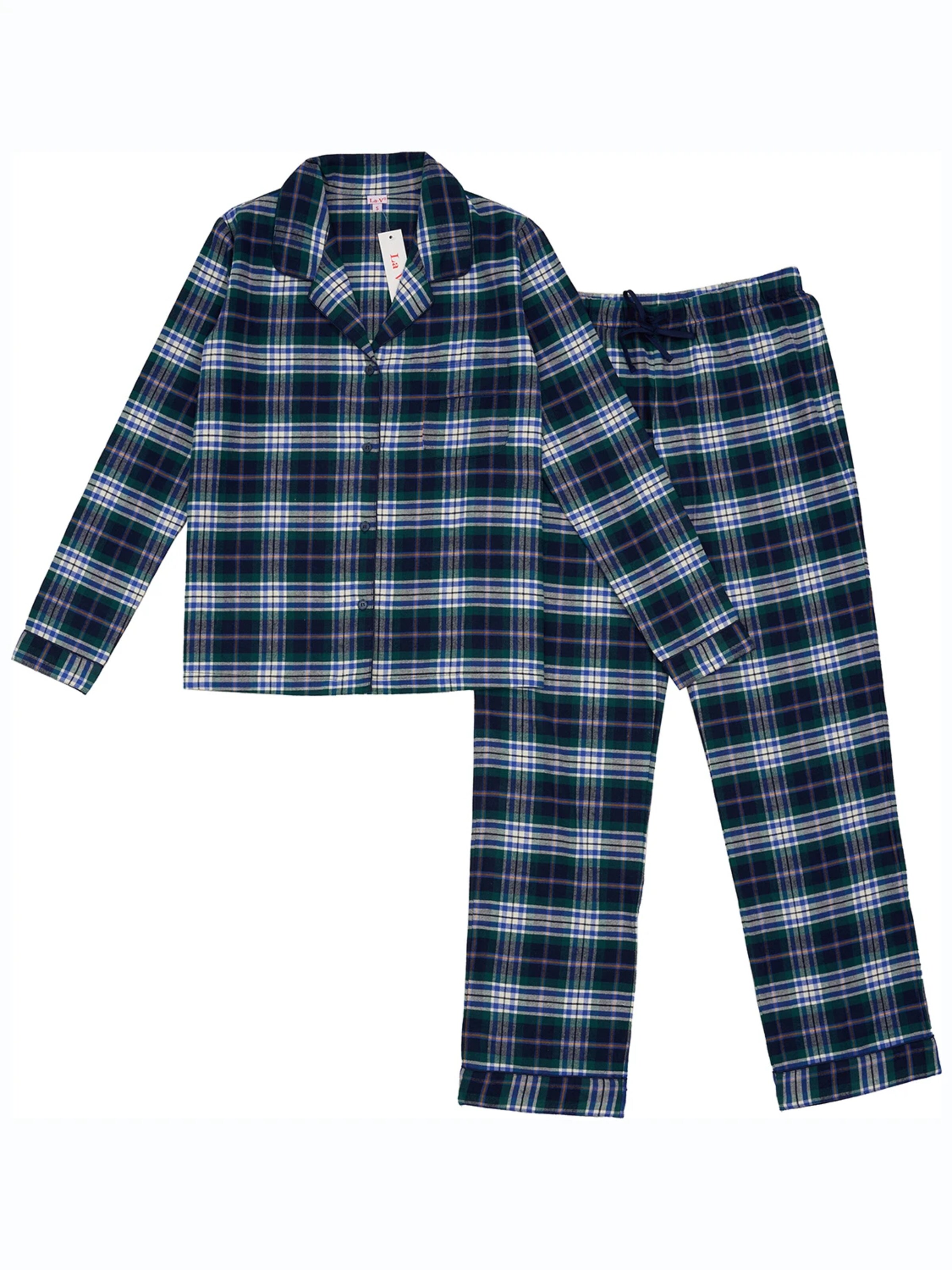 La V Pyjama in Groen: voorkant