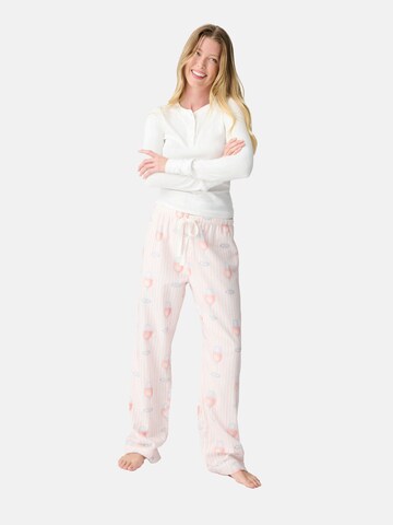 PJ Salvage Pyjamabroek ' Flannels ' in Roze: voorkant