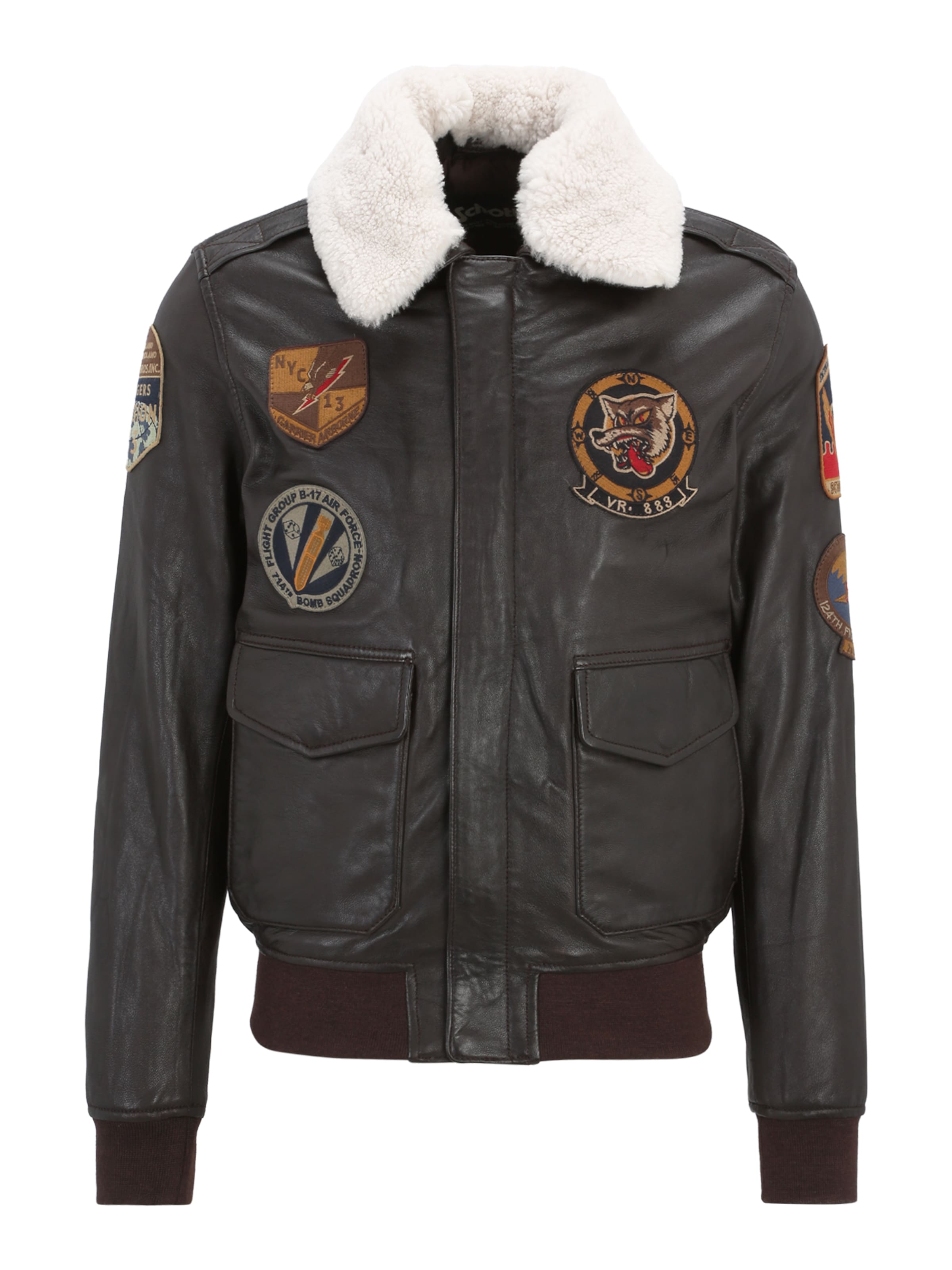 brūns Schott NYC Starpsezonu jaka: no priekšpuses