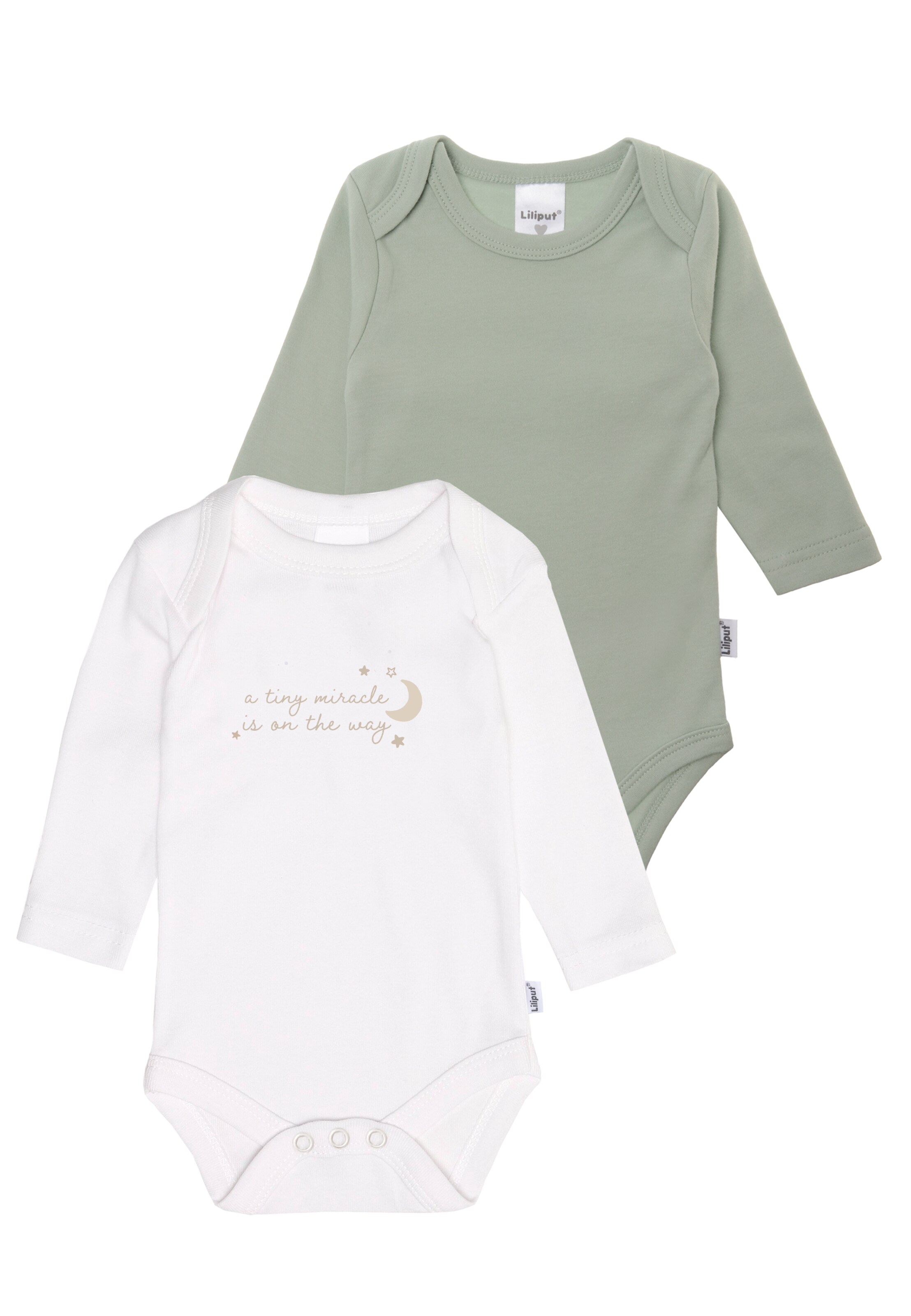 LILIPUT Romper/Bodysuit 'a tiny mitacle is on the way' in Green: front