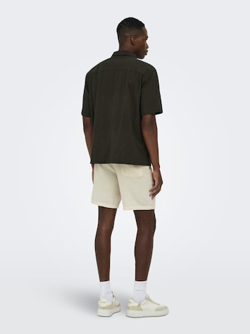 Only & Sons Comfort fit Button Up Shirt 'Cruz' in Brown