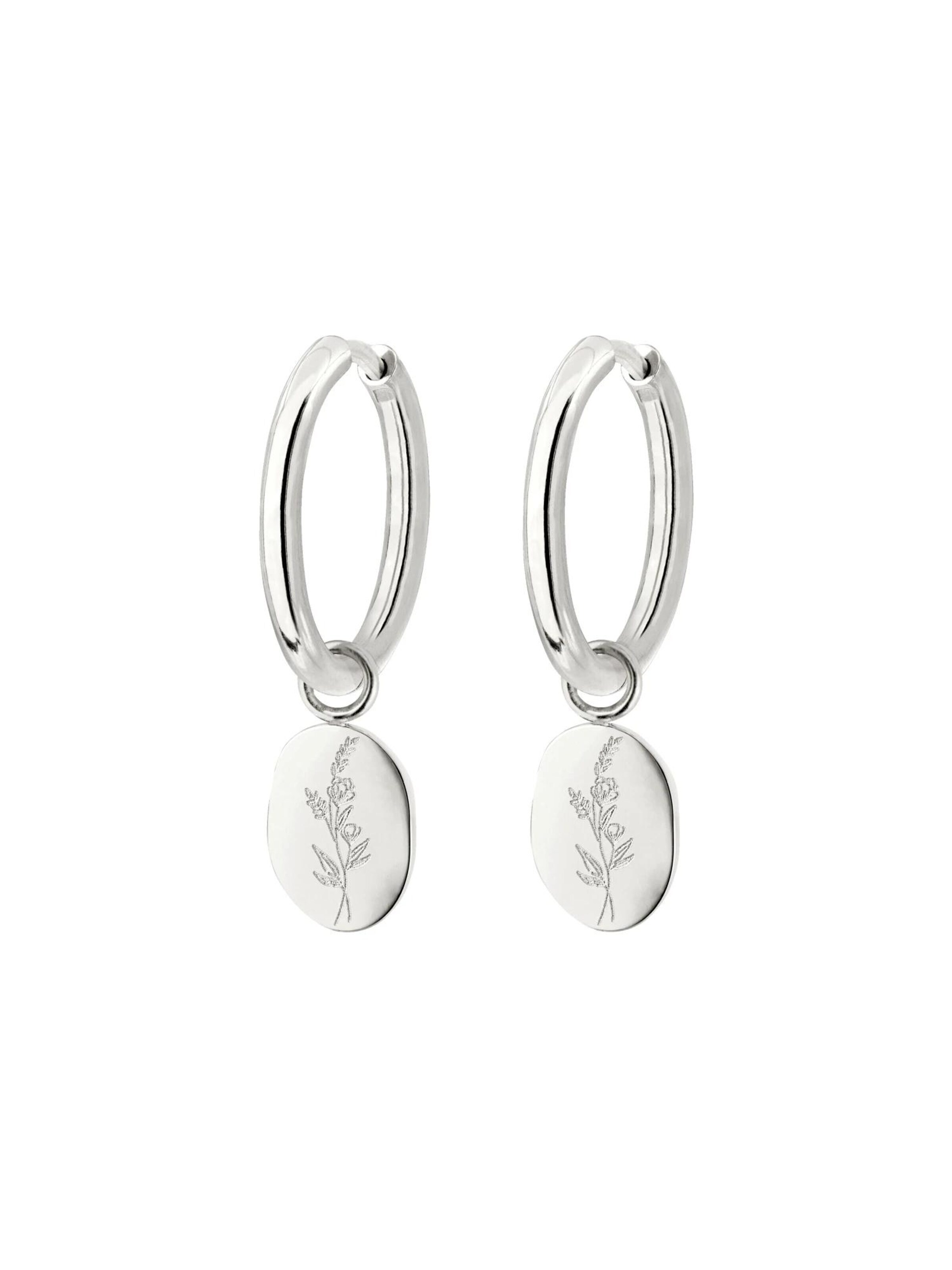 Luamaya Earrings 'Bouquet Coin Hoop Set Medium' in Silver: front