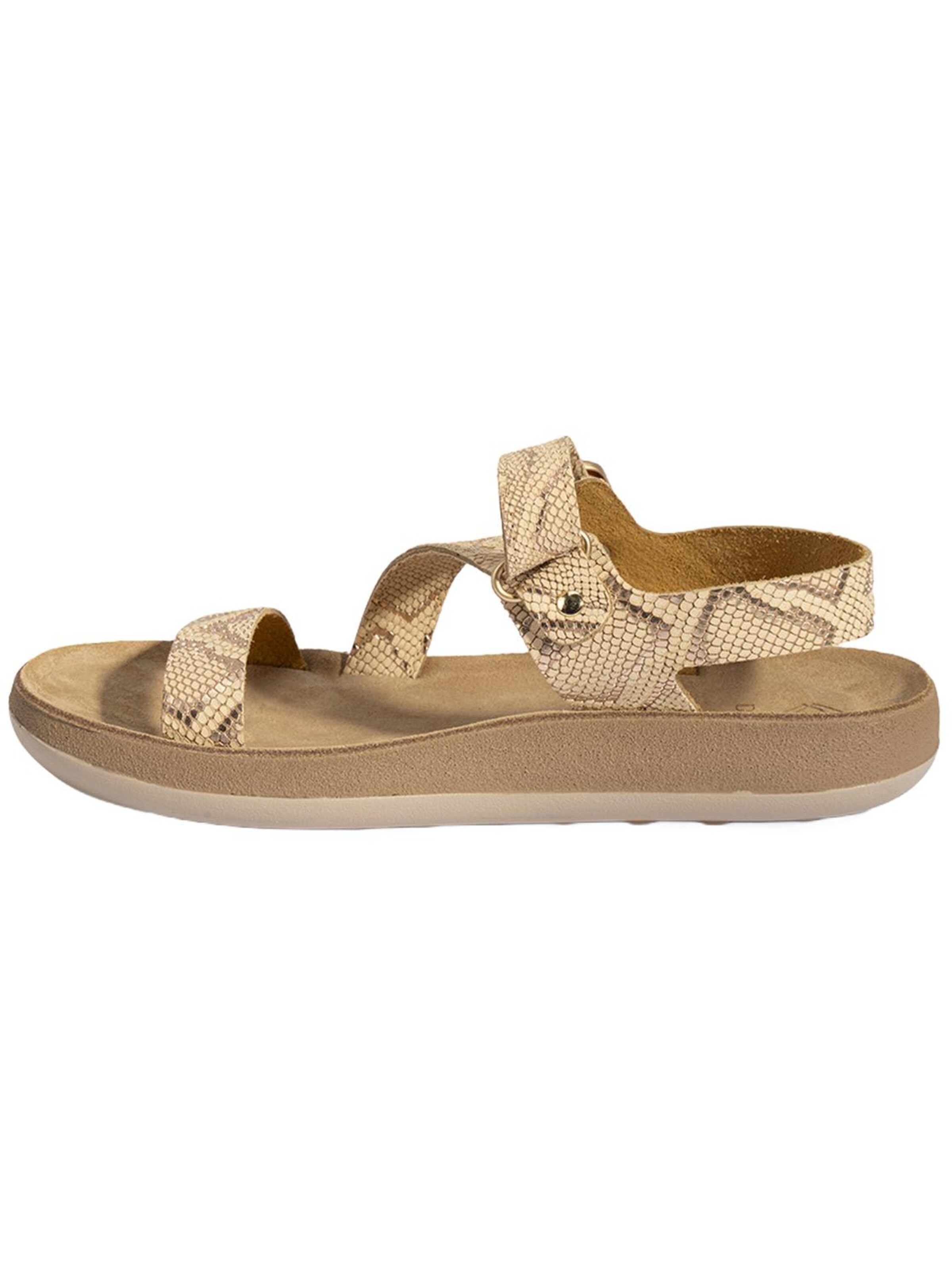 Desa Sandale 'DESA Damen-Keilsandalen aus Leder mit Print'‌‌ in Beige