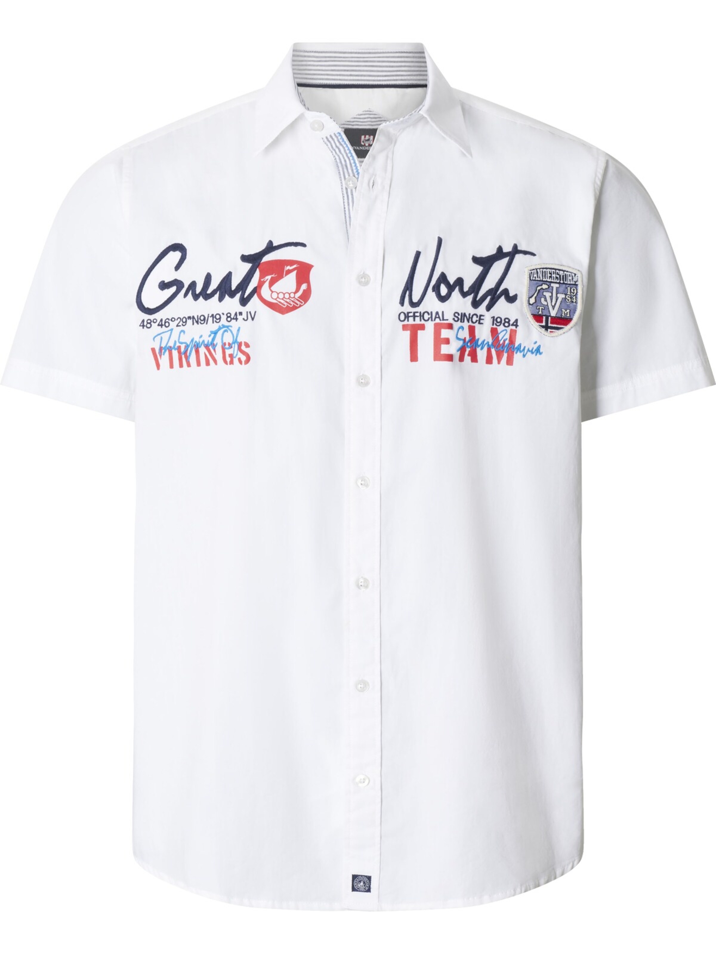 Jan Vanderstorm Comfort fit Button Up Shirt 'Freydis' in White: front