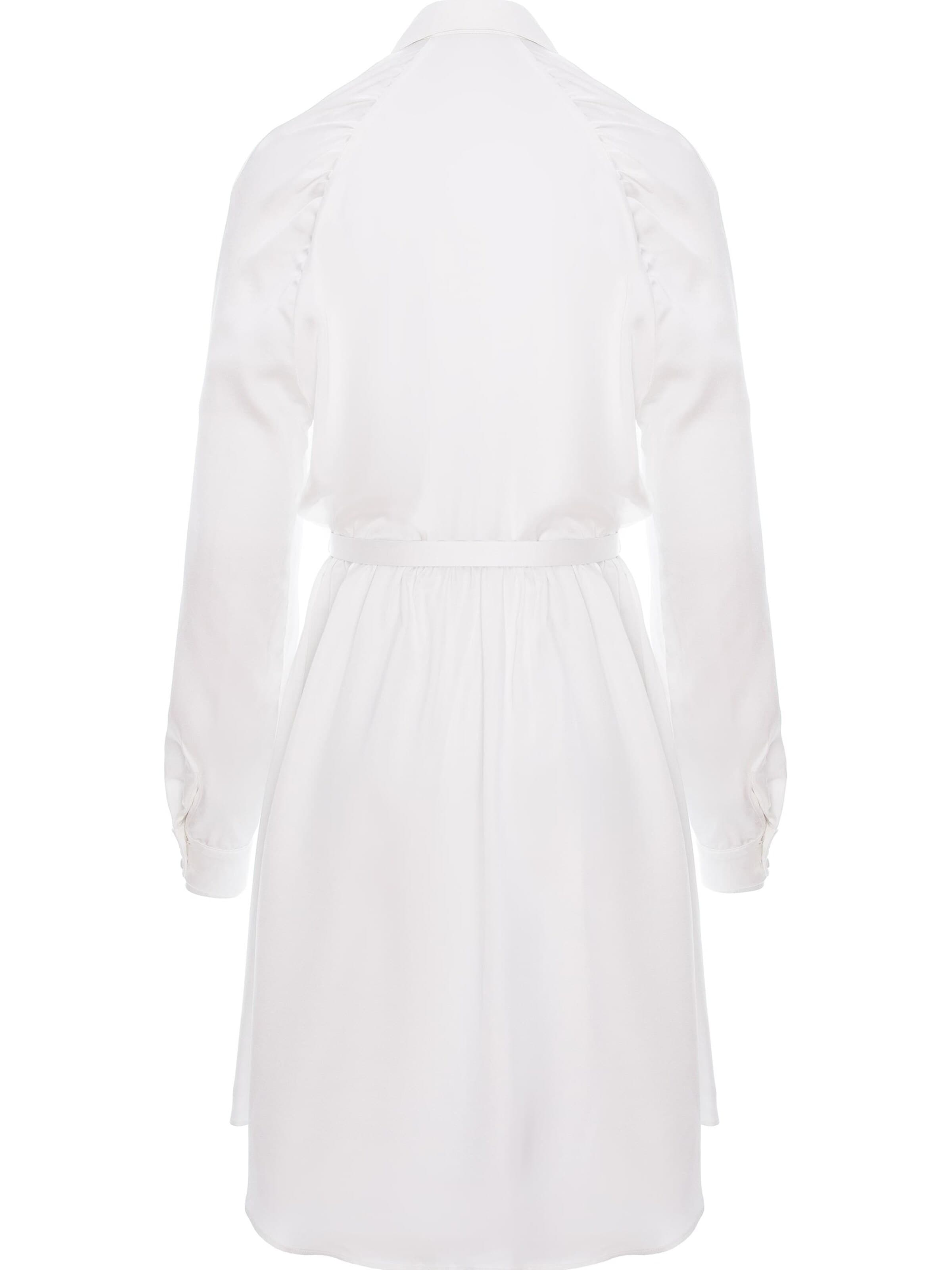 Abito 'Gathered Raglan Sleeve Viscose Midi Shirt Dress With Belt' di AVENUE N°29 in bianco