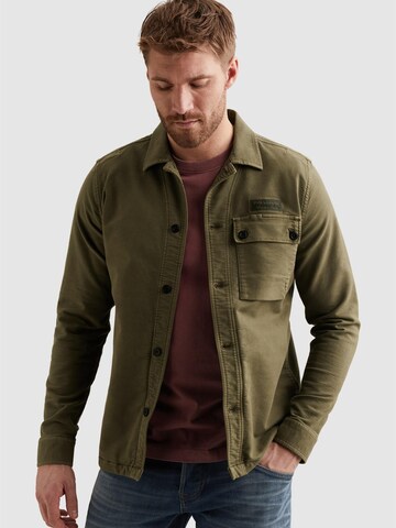 PME Legend Regular fit Skjorta 'Shirt jacket with garment-dye wash and button closure' i grön: framsida