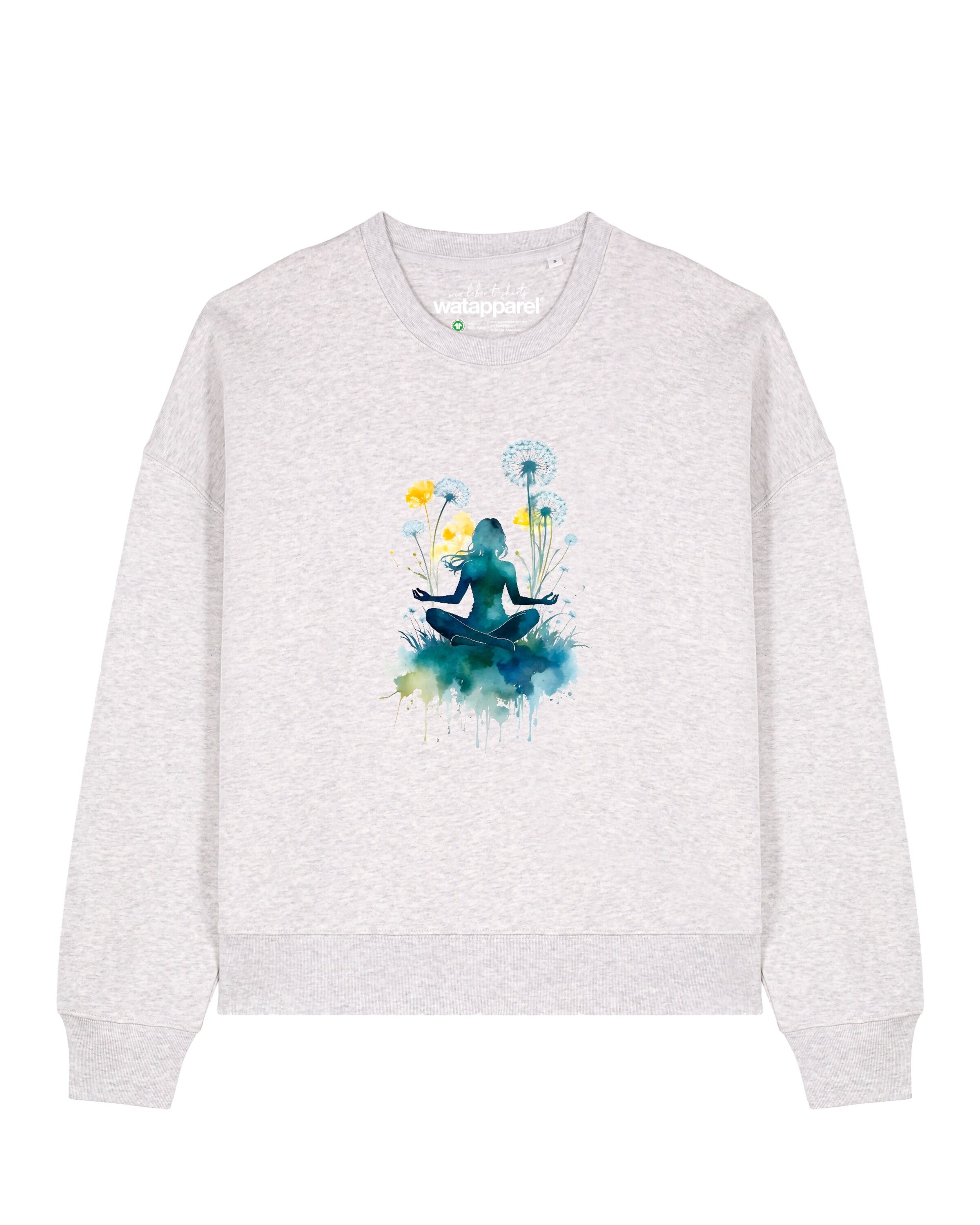 Watapparel Sweatshirt 'Yoga & Meditation' in Grijs: voorkant