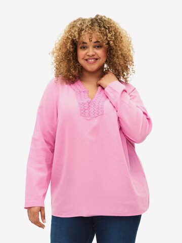 Zizzi Bluse 'VFLEX' in Pink: predná strana