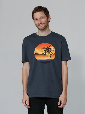 T-Shirt ' Sunset on palm beach ' Watapparel en gris : devant