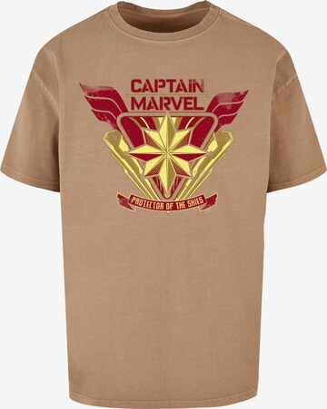 ABSOLUTE CULT Shirt 'Captain Marvel - Protector Of The Skies' in Beige: front
