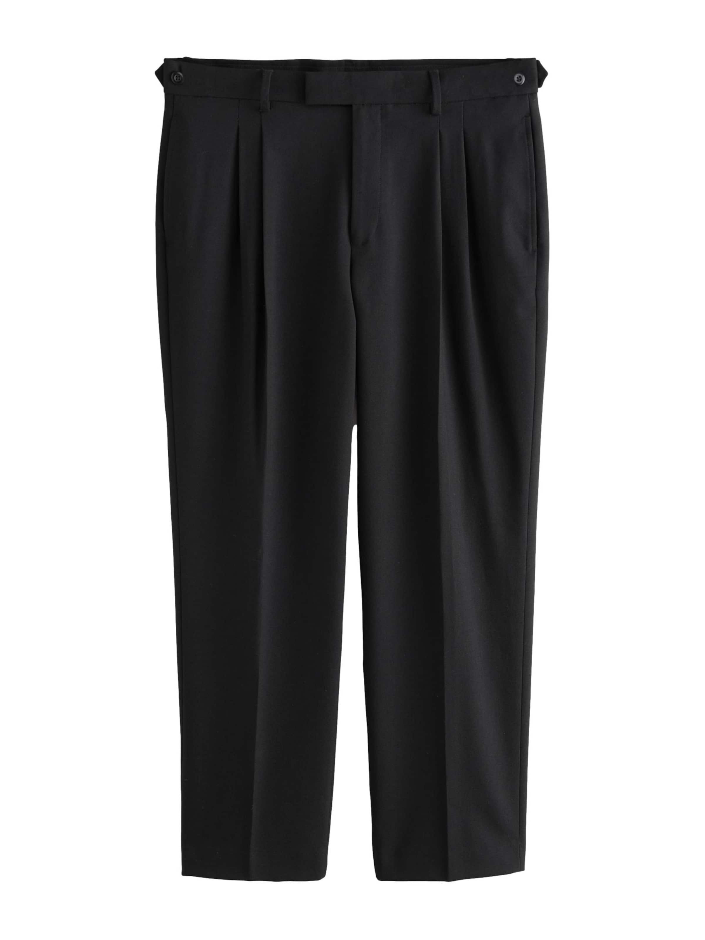 Next Regular Pleat-front trousers in Black: front