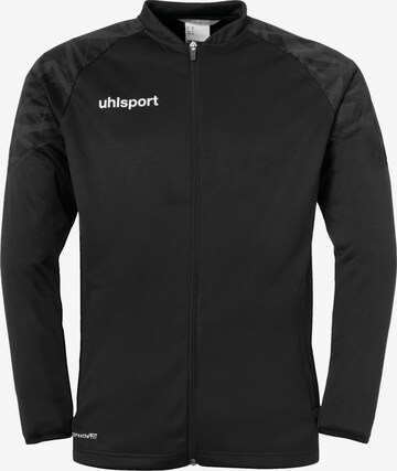 UHLSPORT Athletic Zip-Up Hoodie in Black: front