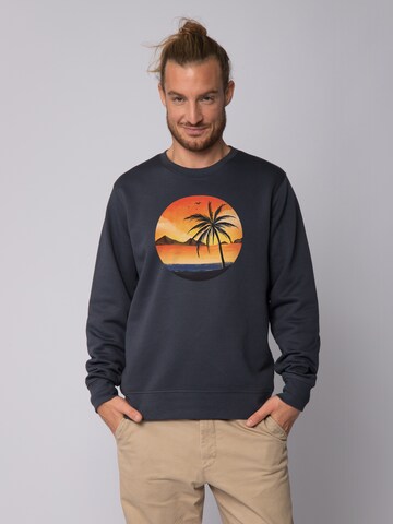 Felpa ' Sunset on palm beach ' di Watapparel in grigio: frontale