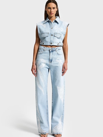 IT'S BASIC Regular Jeans 'RHINESTONE STRAIGHT MID RISE JEANS' in Blauw