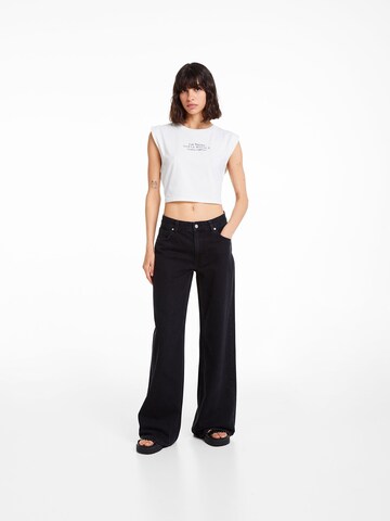 Bershka Wide Leg Jeans in Schwarz