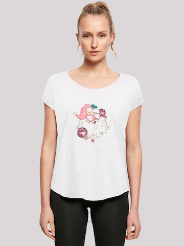 T-shirt 'Pink Retro Disco Santa Christmas Bling' F4NT4STIC en blanc : devant