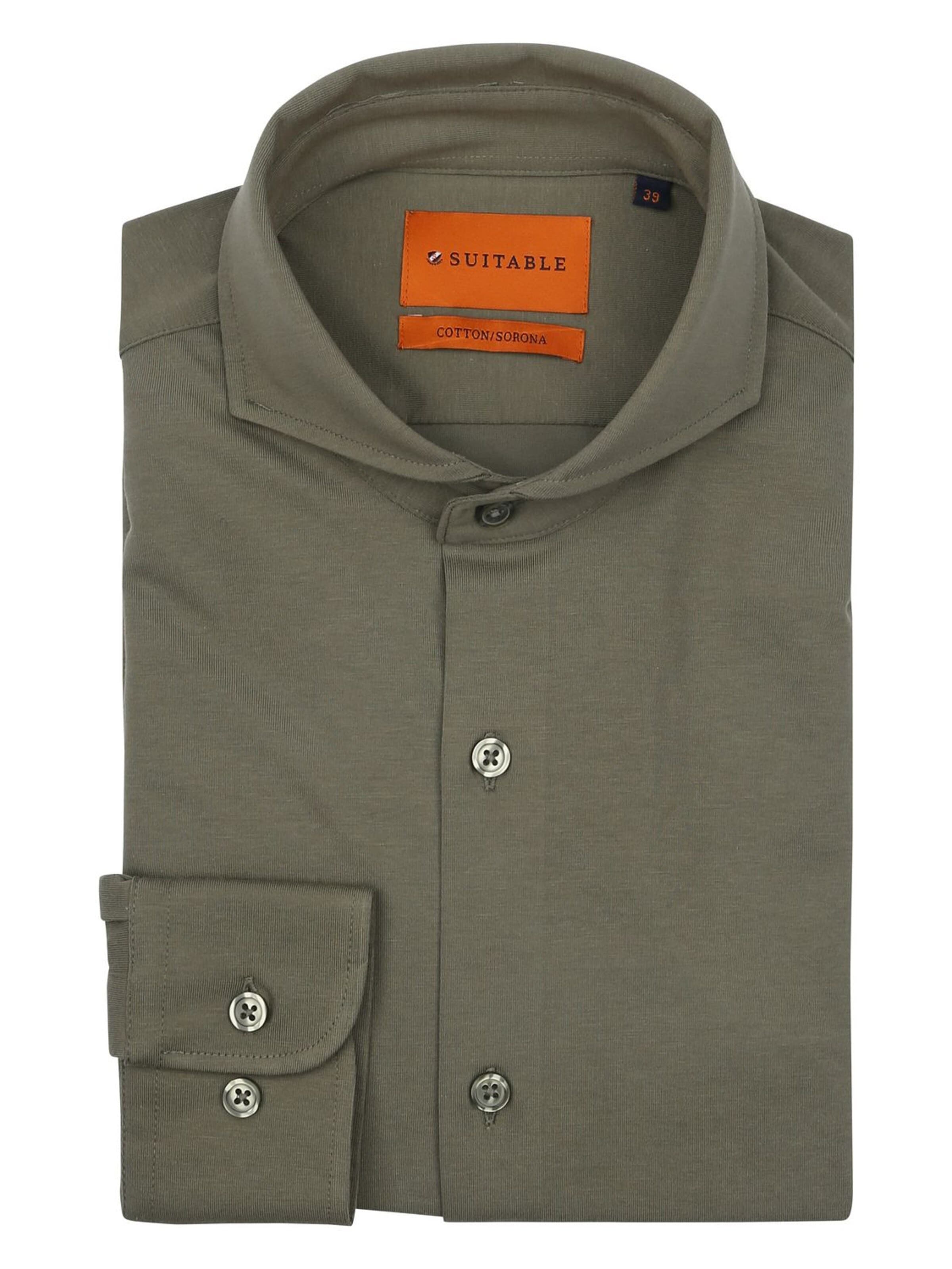 Suitable Slim fit Overhemd in Groen: voorkant