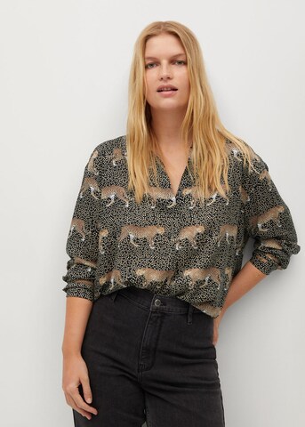 MANGO Blouse 'Maos' in Zwart: voorkant