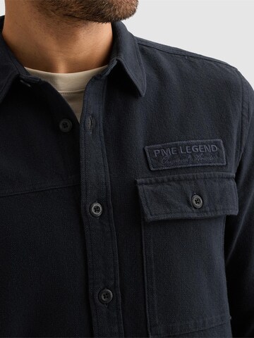 PME Legend Regular fit Button Up Shirt 'Shirt with two-tone herringbone texture' in Blue