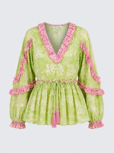 Miss June Blusa 'Blouse Tavola' en S-M en verde, Vista del producto