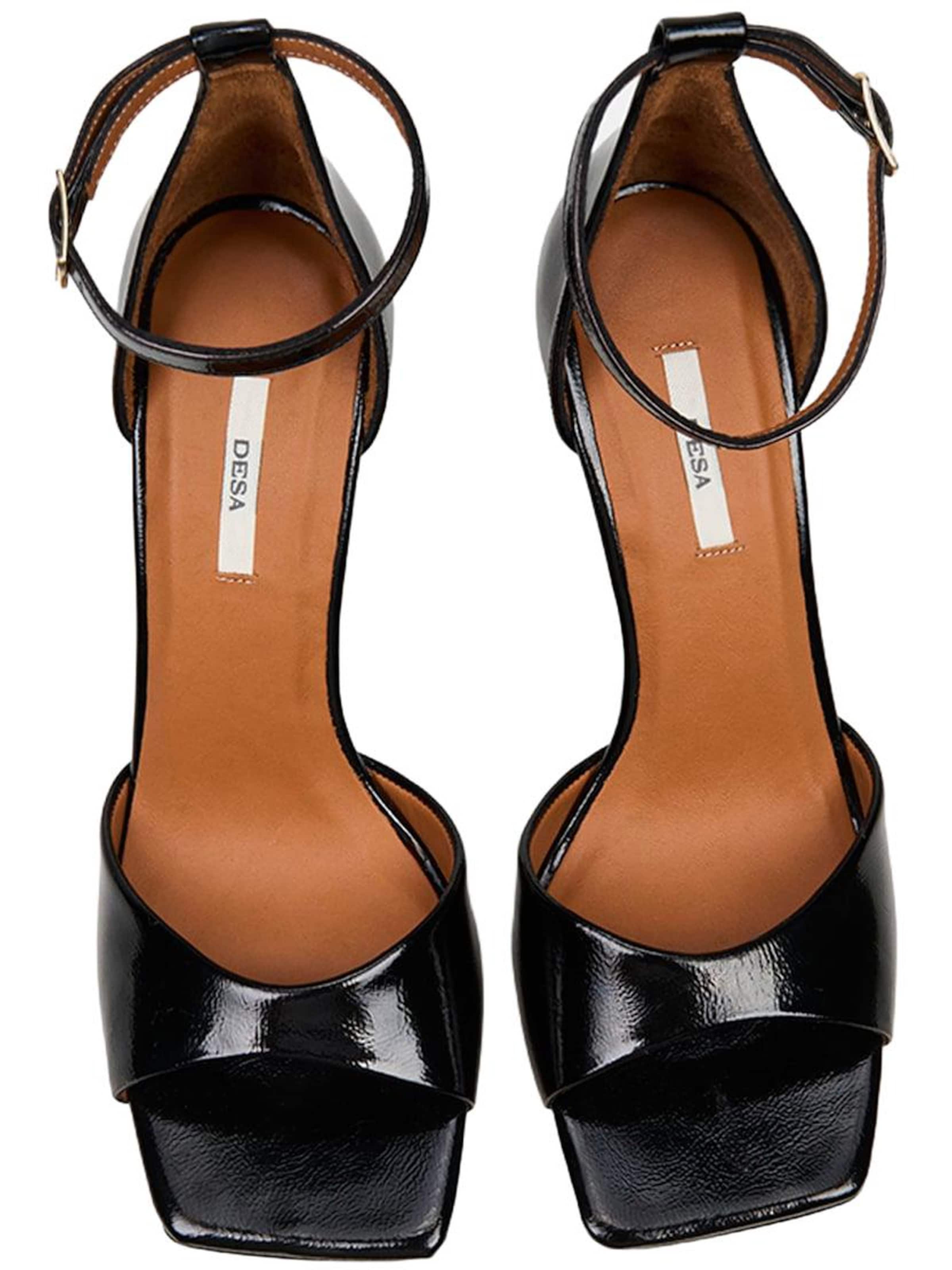 Desa Strap sandal 'DESA Damen-Abendsandalen aus Lackleder mit einem Riemen' in Black